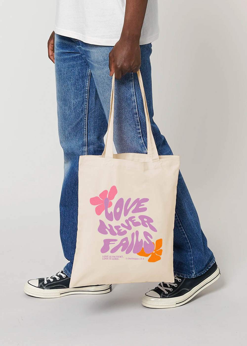 LOVE NEVER FAILS - TOTE BAG